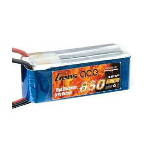 Gens-Ace 3S 11.1V 850mAh 20C LiPo Battery